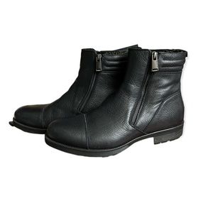 Aquatalia Black Leather Weatherproof Fleeced Lined Zipped Boots Mens 10.5